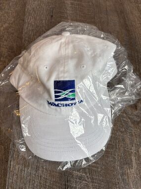 Wachovia Bank White Embroidered Adjustable Hat Cap OS from Head Shots